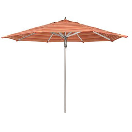 California Umbrella 11 ft. Silver Aluminum Commercial Market Patio Umbrella with Pulley Lift in Dolce Mango Sunbrella