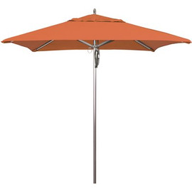 California Umbrella 7.5 ft. Square Silver Aluminum Commercial Market Patio Umbrella with Pulley Lift in Tuscan Sunbrella