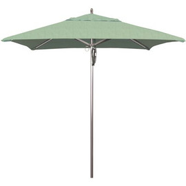 California Umbrella 7.5 ft. Square Silver Aluminum Commercial Market Patio Umbrella with Pulley Lift in Spa Sunbrella