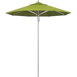 California Umbrella 7.5 ft. Silver Aluminum Commercial Market Patio Umbrella with Pulley Lift in Macaw Sunbrella