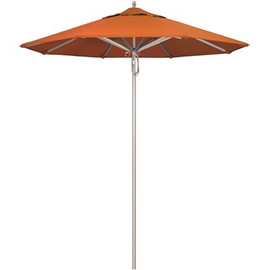 California Umbrella 7.5 ft. Silver Aluminum Commercial Market Patio Umbrella with Pulley Lift in Tuscan Sunbrella