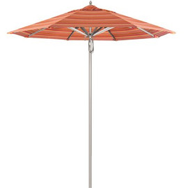 California Umbrella 7.5 ft. Silver Aluminum Commercial Market Patio Umbrella with Pulley Lift in Dolce Mango Sunbrella