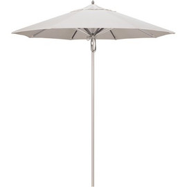 California Umbrella 7.5 ft. Silver Aluminum Commercial Market Patio Umbrella with Pulley Lift in Natural Sunbrella