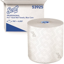 Scott Pro Hard Roll Paper Towels (Blue Core Only), Absorbency Pockets, White, 700ft./Roll, 6 Rolls/Case, 4,200ft./Case