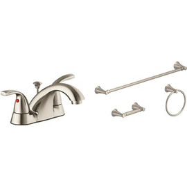 Seasons Seasons Anchor Point Double-Handle Bathroom Faucet and Bath Accessory Value Kit in Brushed Nickel