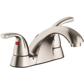 Seasons Seasons Anchor Point 4 in. Centerset Double-Handle Bathroom Faucet in Brushed Nickel, Drilled For Pop Up