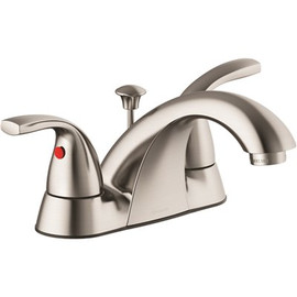 Seasons Anchor Point 4 in. Centerset Double-Handle Bathroom Faucet in Brushed Nickel with Quick Install Pop-Up