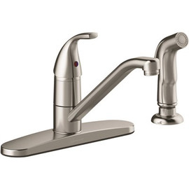 Seasons Anchor Point Single-Handle Standard Kitchen Faucet with Side Spray in Stainless Steel