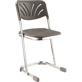 National Public Seating 18 in. Elephant Z-Stool With Backrest, Black Seat and Chrome Frame