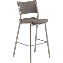 National Public Seating 42 in. Cafe Time Stool, Charcoal Slate Top and Silver Frame