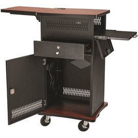 Oklahoma Sound The Wizard Presentation Cart 4-Wheeled Cherry Wood, Black Steel