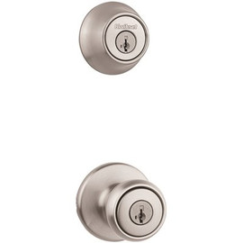 Kwikset Tylo Satin Nickel Door Knob Combo Pack Featuring SmartKey Security with Microban Antimicrobial Technology