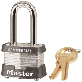 Master Lock #3 1-9/16 in. Laminated Steel Padlock with Long Shackle, Keyed Alike with Keyway A383