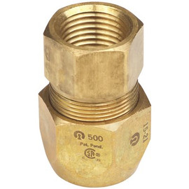 OMEGA FLEX TRACPIPE COUNTERSTRIKE AUTOSNAP FEMALE STRAIGHT FITTING, 1/2 IN., BRASS