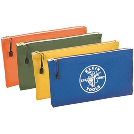 Klein Tools Zipper Bags, Canvas Tool Pouches Olive/Orange/Blue/Yellow, 4-Pack