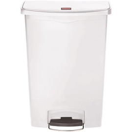 Rubbermaid Commercial Products Slim Jim Step-On 24 Gal. White Plastic Front Step Trash Can