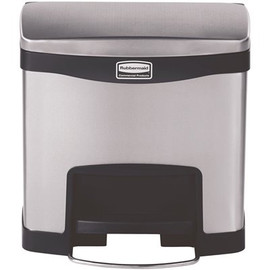 Rubbermaid Commercial Products Slim Jim Step-On 4 Gal. Black Stainless Steel Front Step Trash Can
