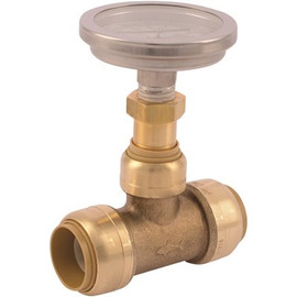 SharkBite 3/4 in. Push-to-Connect Brass Tee Fitting with Water Temperature Gauge