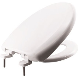 BEMIS Hospitality Commercial Elongated Slow Close Closed Front Plastic Toilet Seat in White Never Loosens and DuraGuard