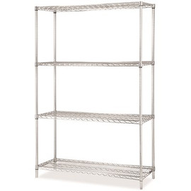 LORELL LORELL INDUSTRIAL WIRE SHELVING STARTER KIT, 4 SHELVES, 48X18 IN.