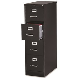 Lorell 15 in. x 26-1/2 in. x 52 in. Black Vertical File Cabinet with 4-Drawers Security Lock and Letter Files