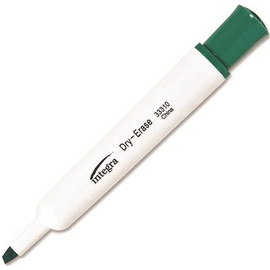 Integra Dry Chisel Tip Erase Marker, Green (12-Pack)
