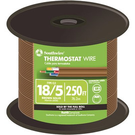 Southwire 250 ft. 18/5 Brown Solid CU CL2 Thermostat Wire