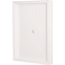 MUSTEE Durabase 48 in. L x 34 in. W Single Threshold Alcove Shower Pan Base with Center Drain in White