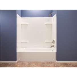 MUSTEE Durawall Model 53WHT 30 in. x 60 in. x 58 in. Five Piece Easy Up Adhesive Bathtub Surround in White