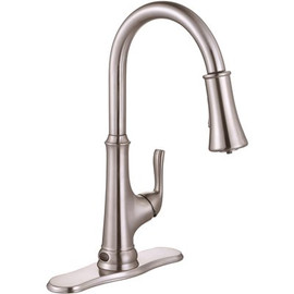 Premier Creswell Single-Handle Pull-Down Sprayer Kitchen Faucet with Touchless Sensor and LED Light in Brushed Nickel
