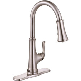 Premier Creswell Single-Handle Pull-Down Sprayer Kitchen Faucet with Touchless Sensor and LED Light in Brushed Nickel Premier Creswell Single-Handle Pull-Down Sprayer Kitchen Faucet with Touchless Sensor and LED Light in Brushed Nickel