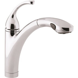 KOHLER Forte Single-Handle Pull-Out Sprayer Kitchen Faucet With MasterClean Spray Face in Polished Chrome