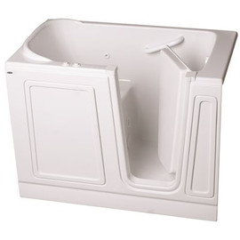 AMERICAN STANDARD GELCOAT WALK-IN BATH, COMBINATION, RIGHT-HAND WITH QUICK DRAIN AND FAUCET, WHITE, 30 IN. X 51 IN.
