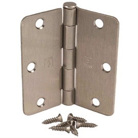 Hager Companies FULL MORTISE HINGE, SATIN NICKEL, 3-1/2 IN. X 3-1/2 IN., 1/4 IN. RADIUS, PAIR