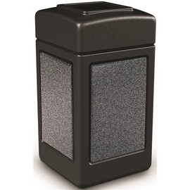 StoneTec 42 Gal. Black/Pepperstone Square Trash Can with Open Top Lid