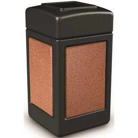 StoneTec 42 Gal. Black/Sedona Square Trash Can with Open Top Lid