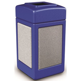 StoneTec 42 Gal. Blue Ashtone Square Trash Can with Open Top Lid