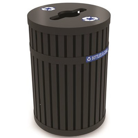ArchTec Parkview 3, 45 Gal. Black Round Recycling Container with Slotted Open Lid