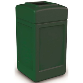PolyTec 42 Gal. Forest Green Square Trash Can with Open Top Lid