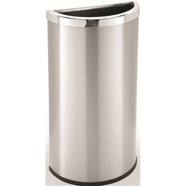 Precision 8 Gal. Stainless Steel Half-Moon Trash Can with Open Lid