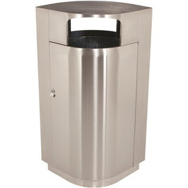 Leafview One 40 Gal. Stainless Steel Square Trash Can with Dome Lid