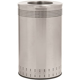 Precision 45 Gal. Stainless Steel Round Imprinted Trash Can with Open Top Lid