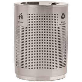 Precision Grand Recycler 40 Gal. Stainless Steel Oval Trash and Recycle Can with Dual Opening Lid