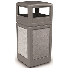 StoneTec 42 Gal. Gray with Ashtone Panels, Square Trash Can with Dome Lid