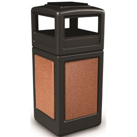 StoneTec 42 Gal. Black/Sedona Square Trash Can with Ashtray Lid