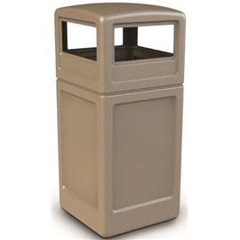 PolyTec 42 Gal. Beige Square Trash Can with Dome Lid