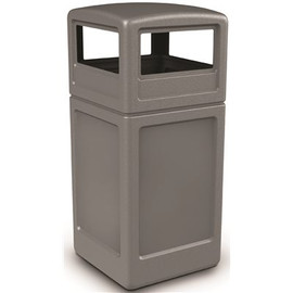 PolyTec 42 Gal. Gray Square Trash Can with Dome Lid