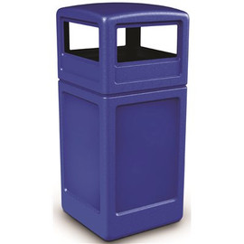 PolyTec 42 Gal. Blue Square Trash Can with Dome Lid