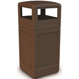 PolyTec 42 Gal. Brown Square Trash Can with Dome Lid