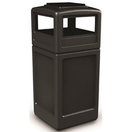PolyTec 42 Gal. Black Square Waste Container with Ashtray Lid